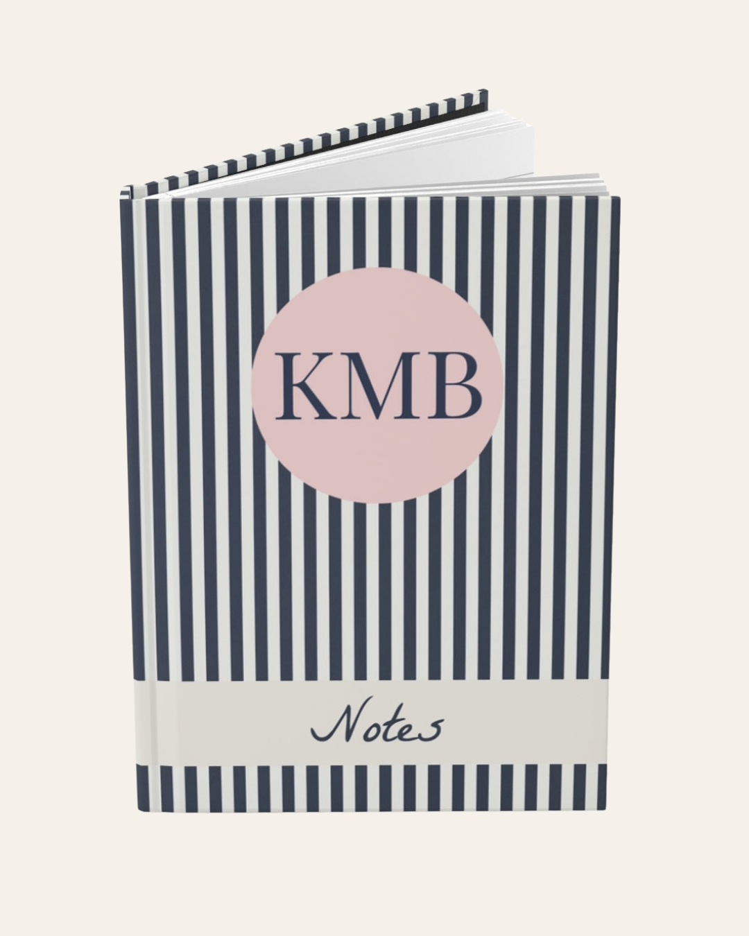 Navy Striped Monogram Hardback Journal