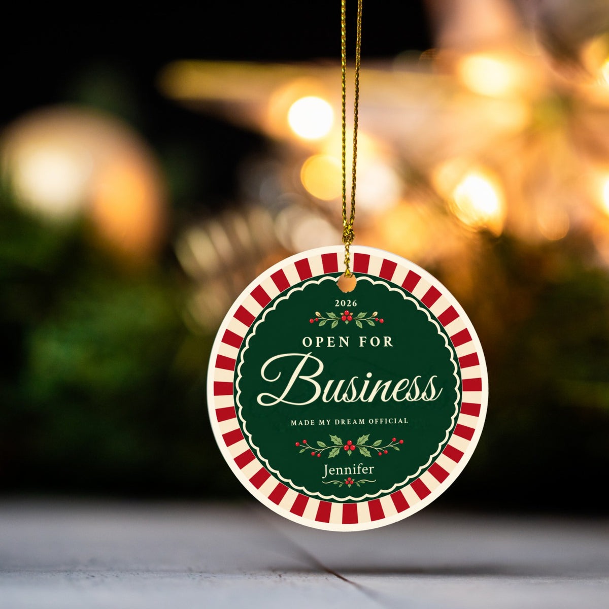 Open for Business - Personalized Christmas Ornament for New Business Owners