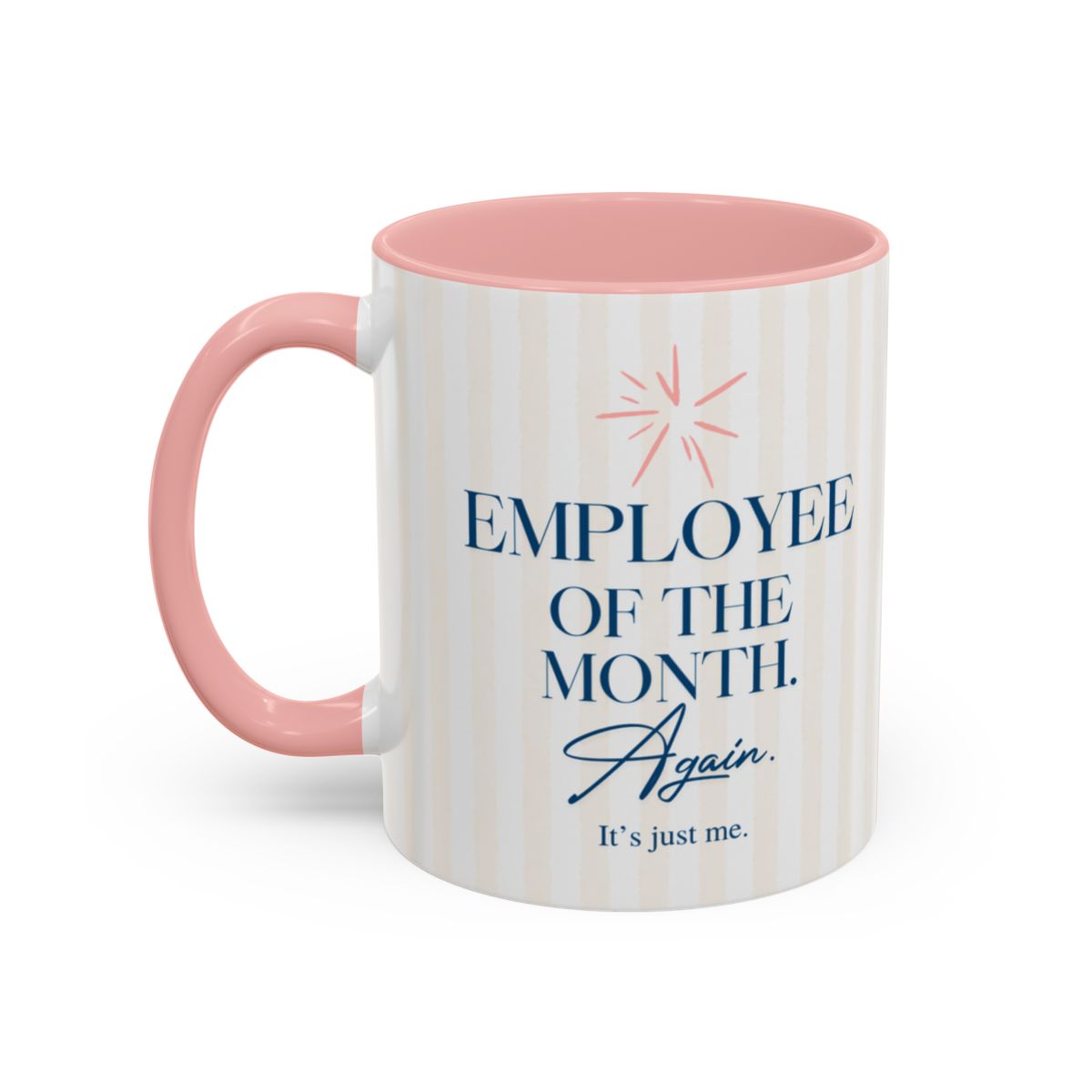 Employee of the Month Coffee Mug - Cream Watercolor Stripes