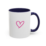 Back of the CEO Vibes coffee mug with a hand-drawn pink heart and navy handle