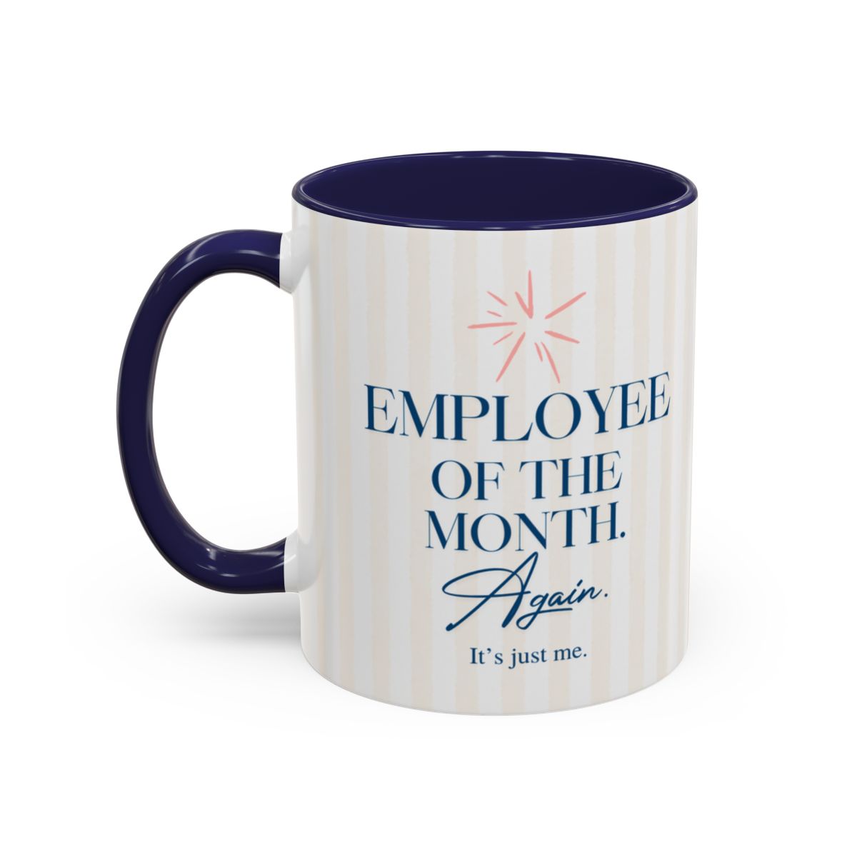 Employee of the Month Coffee Mug - Cream Watercolor Stripes