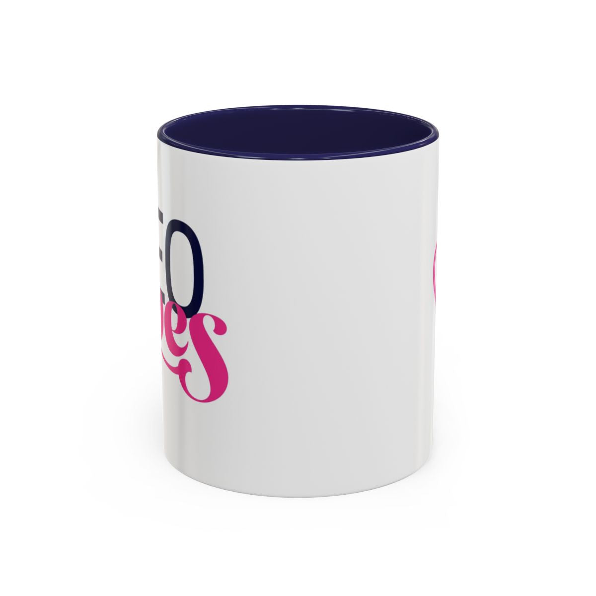 CEO Vibes coffee mug with navy interior, side view of the CEO Vibes design