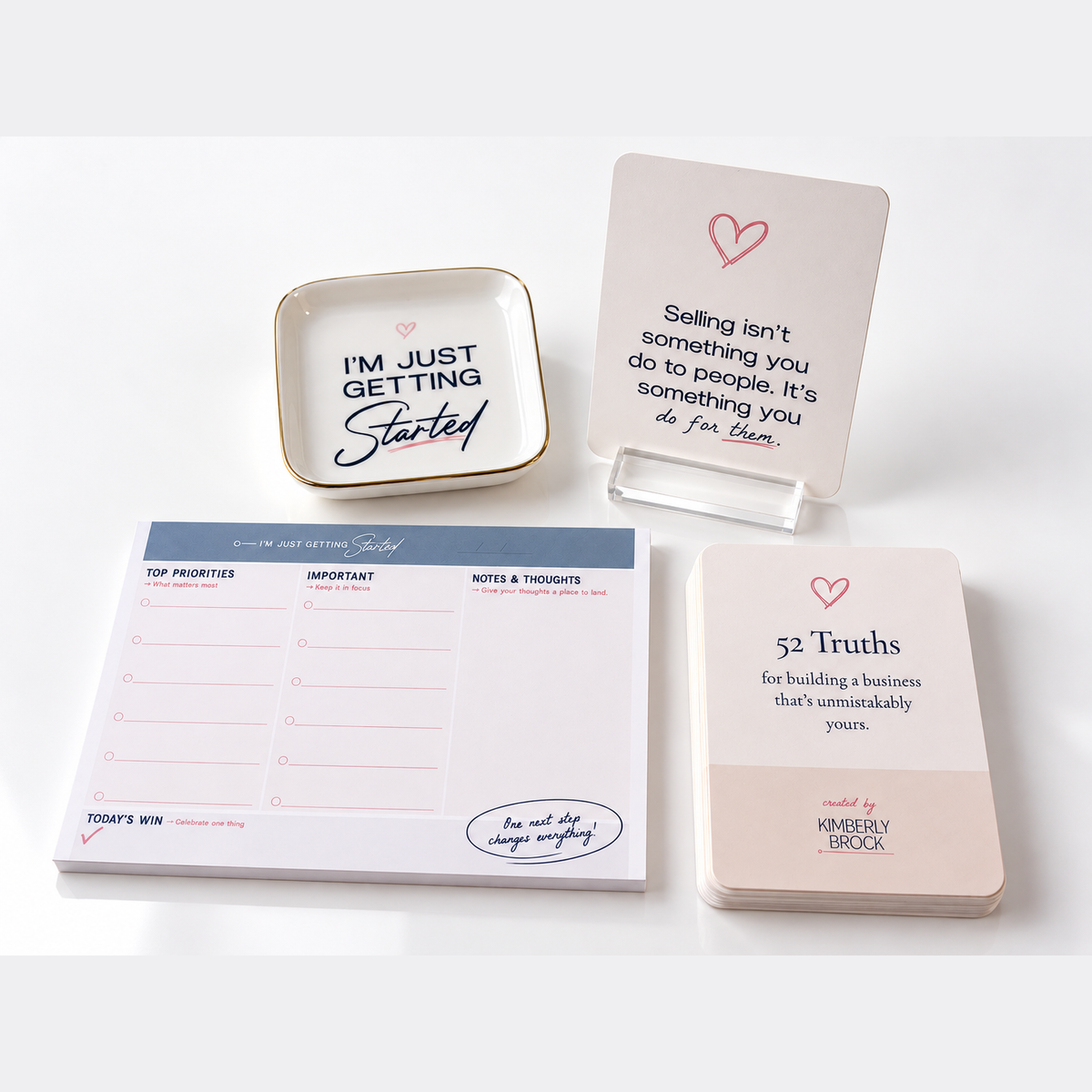 Business Owner Desk Set - Truth Cards, To-Do Notepad and Jewelry Dish
