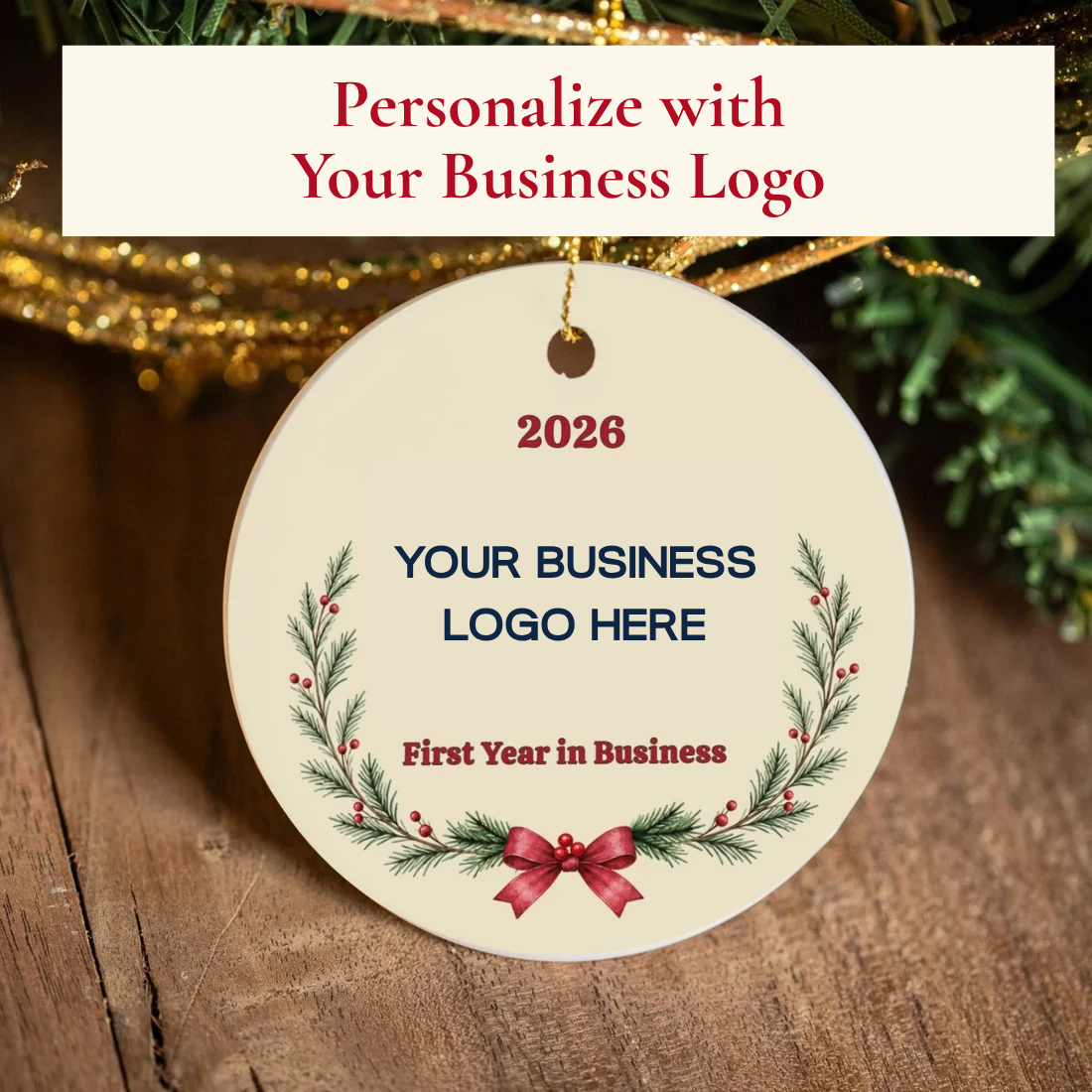 Your Business Logo - First Year in Business Christmas Ornament