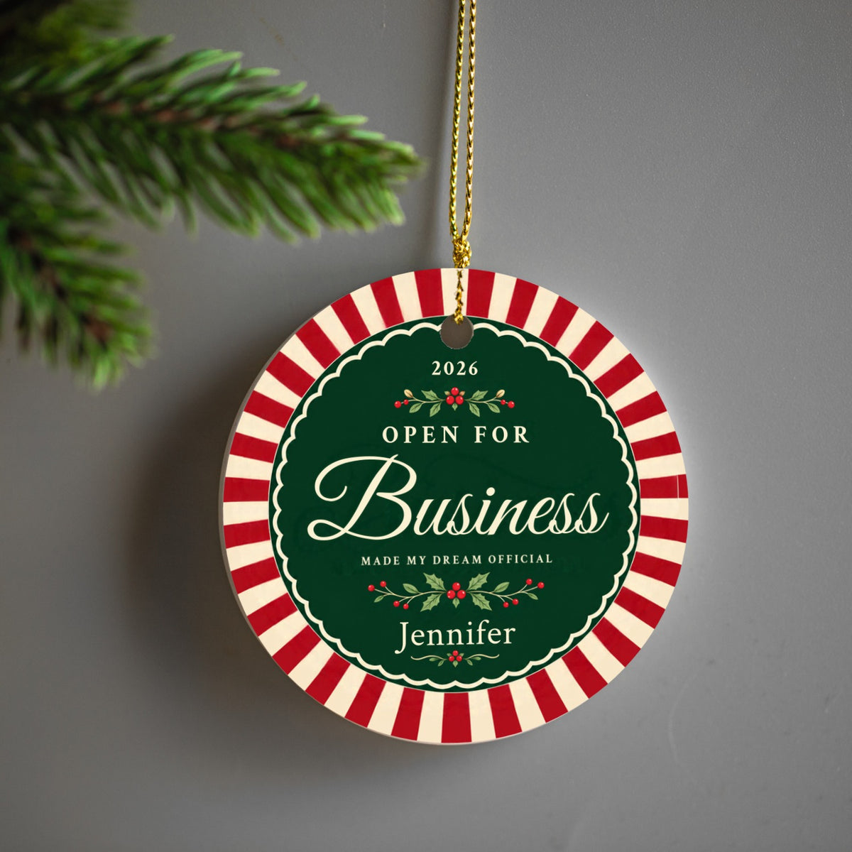 Open for Business - Personalized Christmas Ornament for New Business Owners