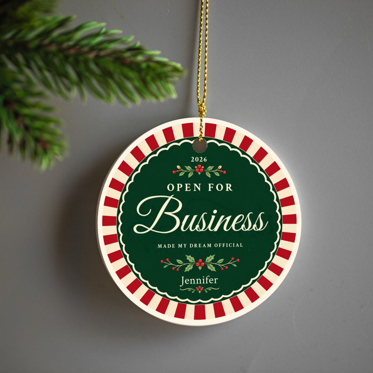 Open for Business - Personalized Christmas Ornament for New Business Owners
