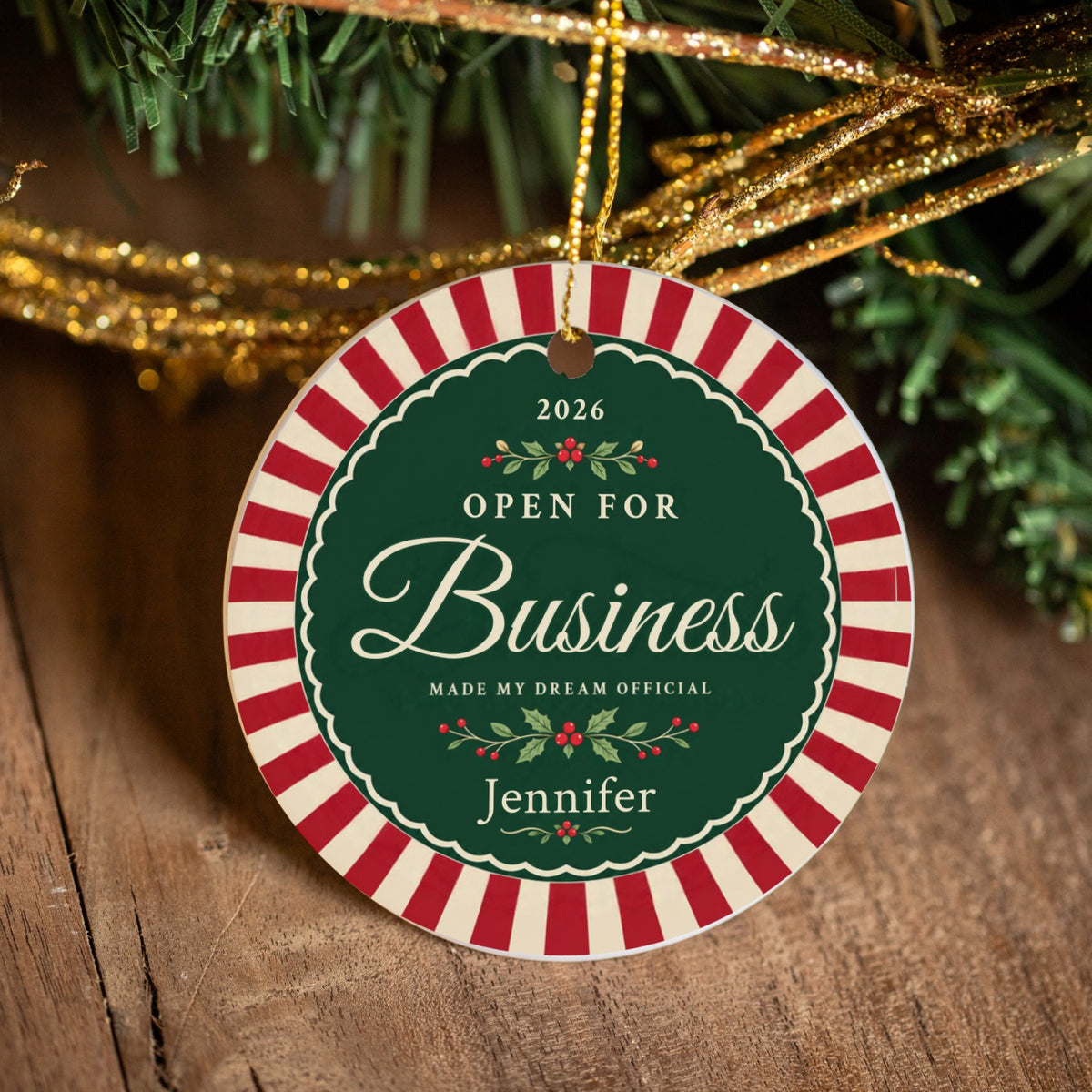 Open for Business - Personalized Christmas Ornament for New Business Owners