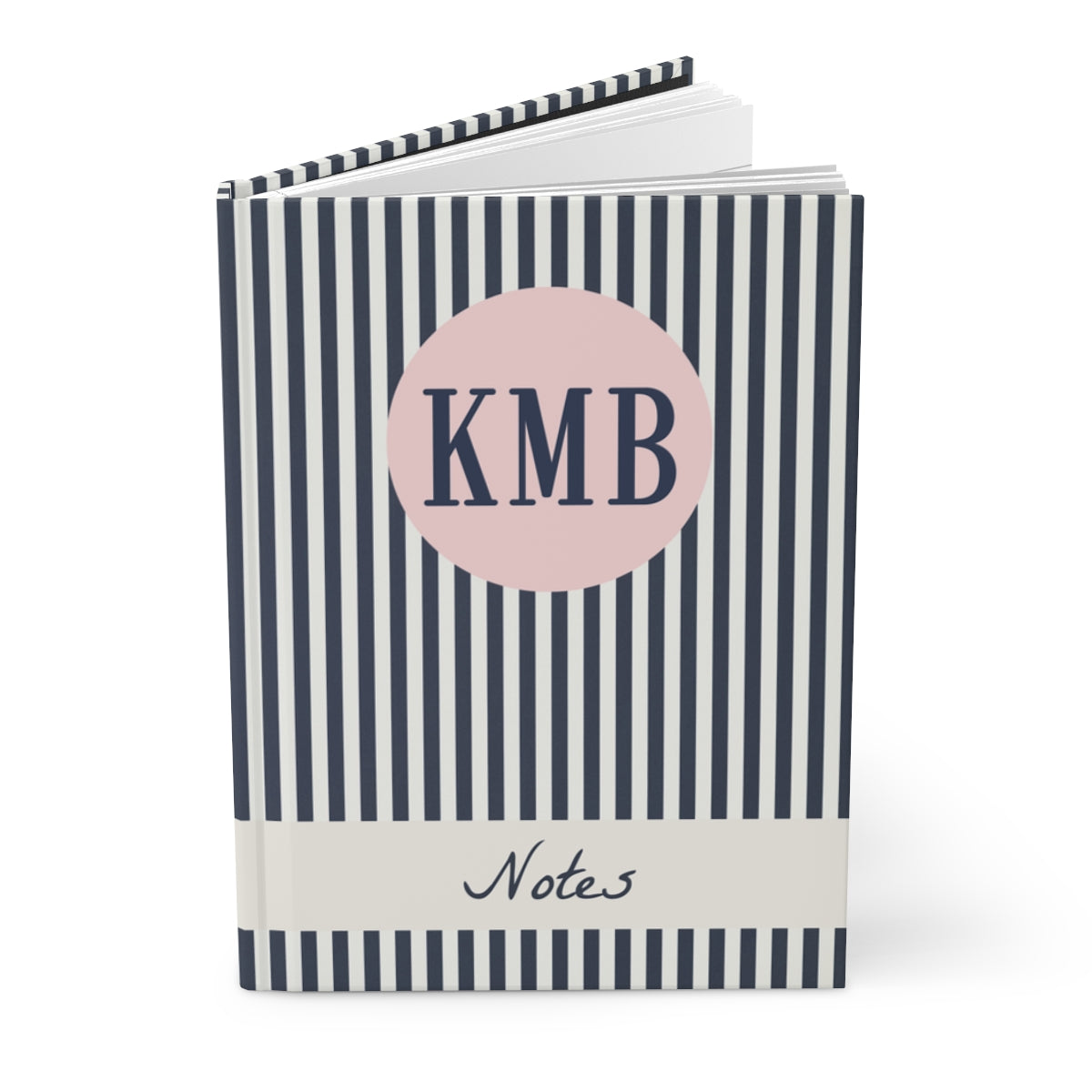 Navy Striped Monogram Hardback Journal