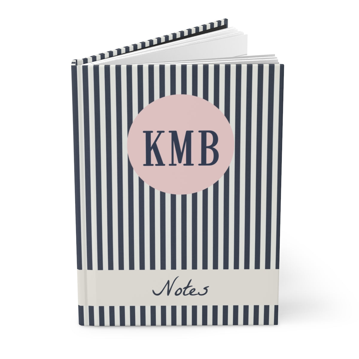 Navy Striped Monogram Hardback Journal