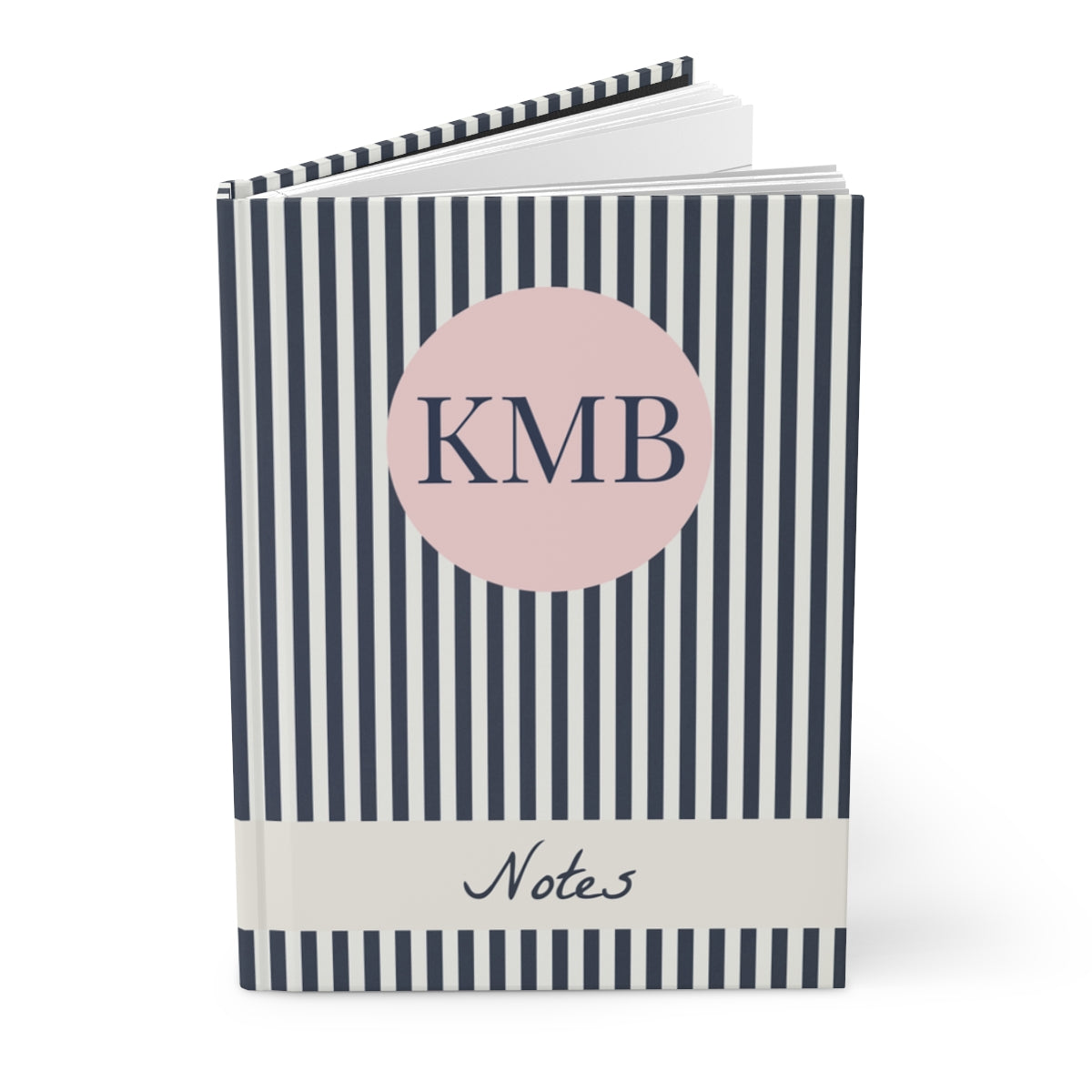 Navy Striped Monogram Hardback Journal